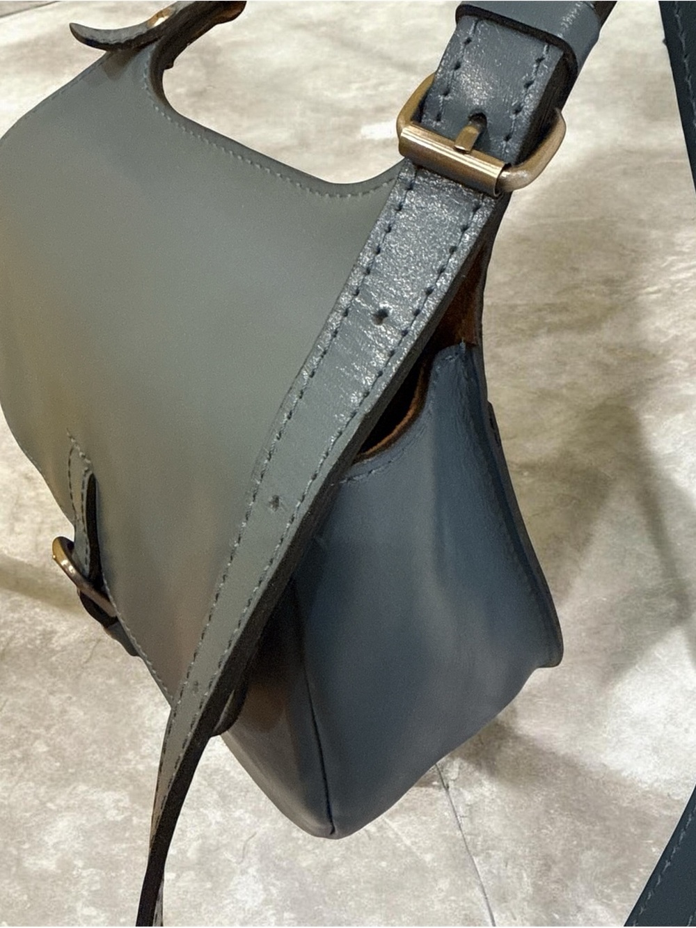Patricia Nash Claretta mirage Blue leather Saddle Crossbody - Picture 4 of 8
